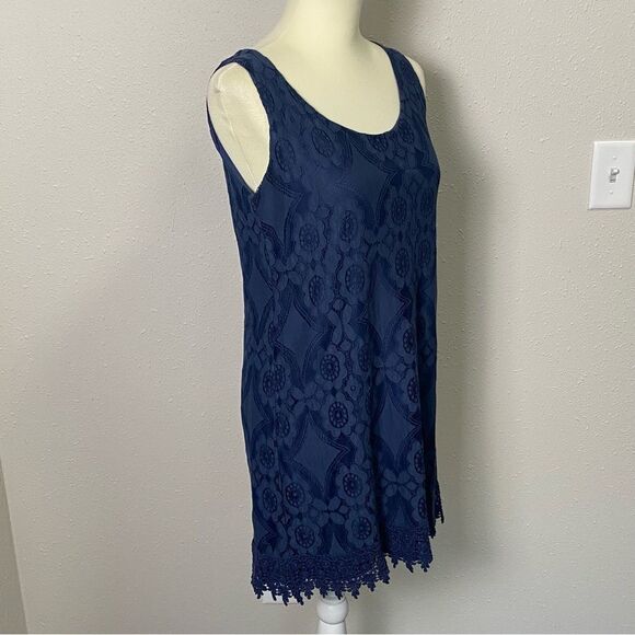 Elsie & Zoey Navy Blue Cotton Blend Sleeveless Lace Mini Dress Women's Size S/M - Picture 9 of 15